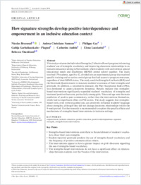 Bressoud et al 2024 Research in Spec Educ Needs - 2024 - Bressoud - How signature strengths develop positive interdependence and empowerment in